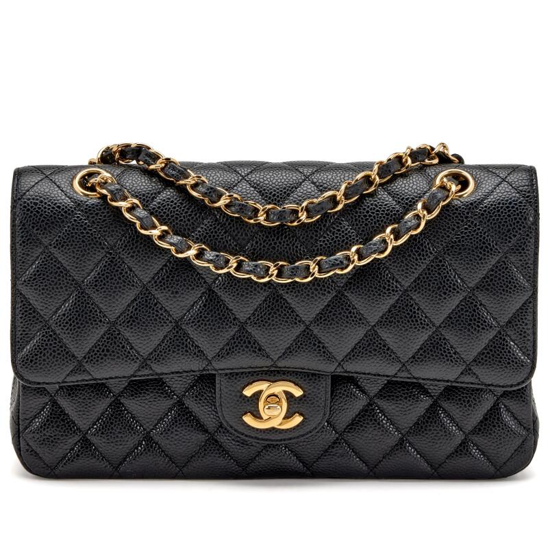 Classic Double Flap Bag Quilted Caviar Medium Gold Hardware