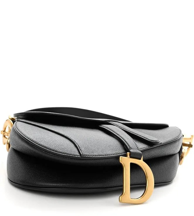Saddle Bag Grained Calfskin Black with Strap