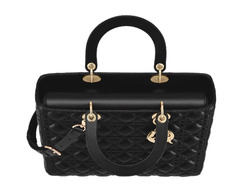 Large Lady Bag Black Cannage Lambskin