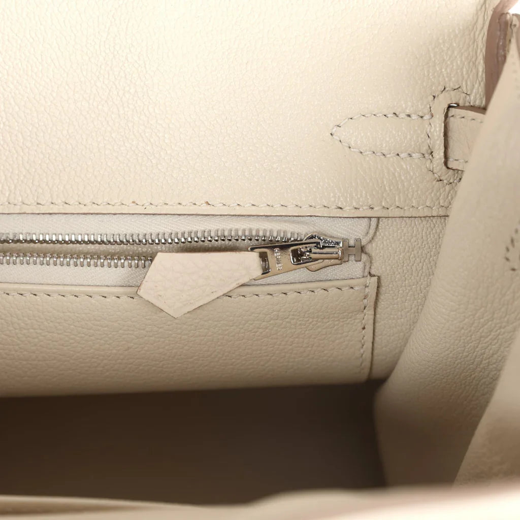Birkin 25 Craie Togo Palladium Hardware