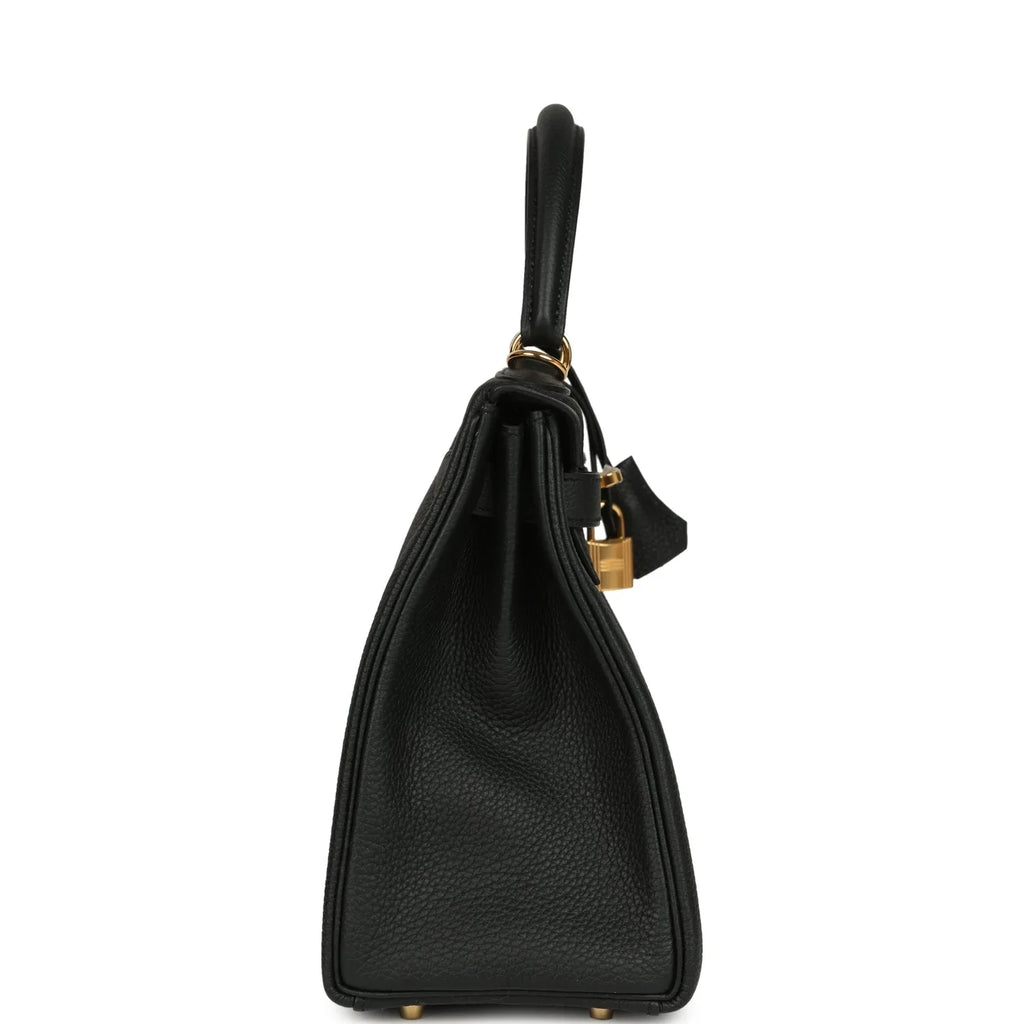Kelly Retourne 28 Black Togo Gold Hardware