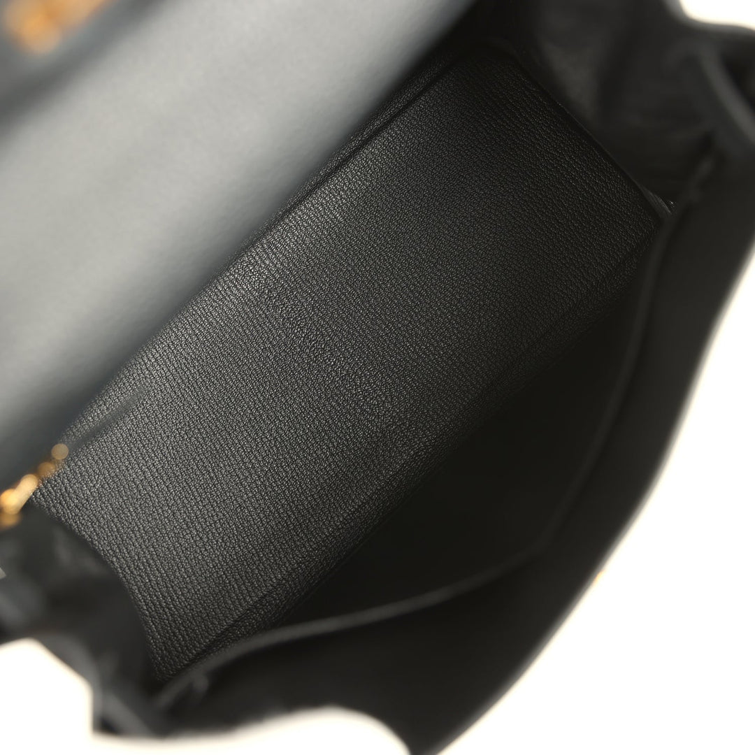 Kelly Retourne 28 Black Togo Gold Hardware