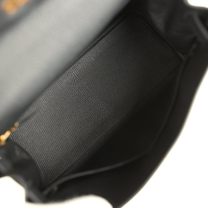 Kelly Retourne 28 Black Togo Gold Hardware