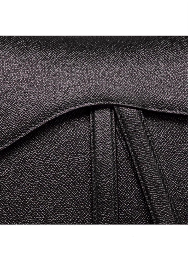 Saddle Bag Grained Calfskin Black - RELAVISH