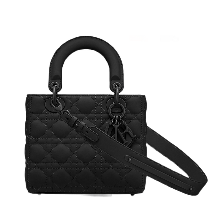 Lady Bag Small Black Ultramatte Cannage Calfskin