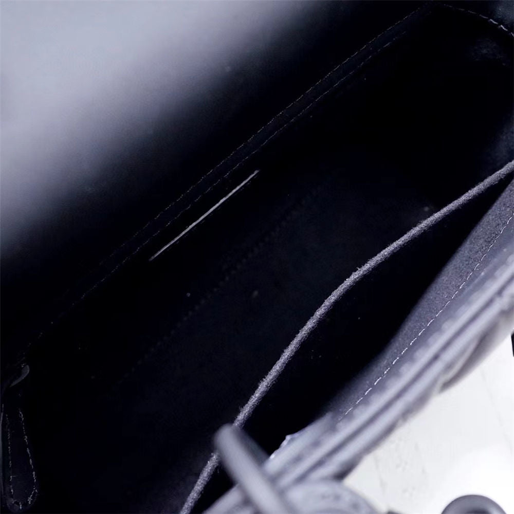 Lady Bag Small Black Ultramatte Cannage Calfskin