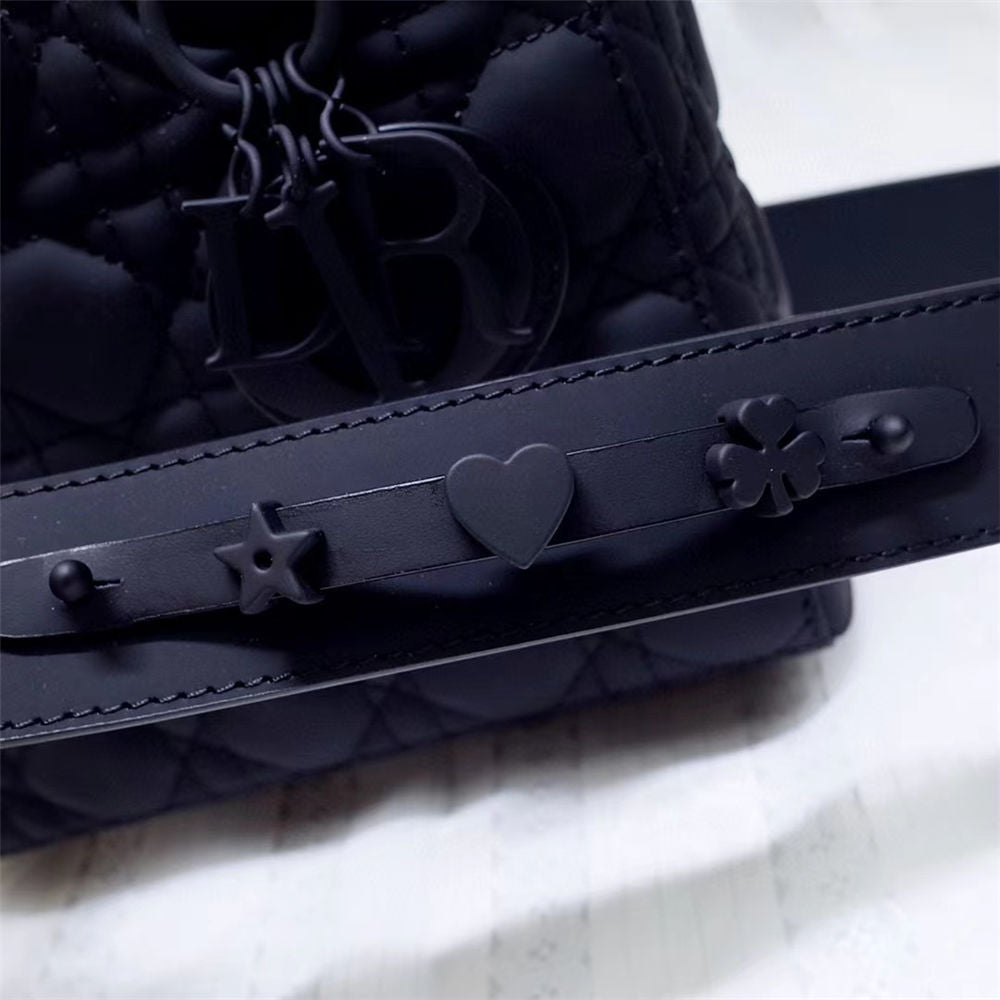 Lady Bag Small Black Ultramatte Cannage Calfskin