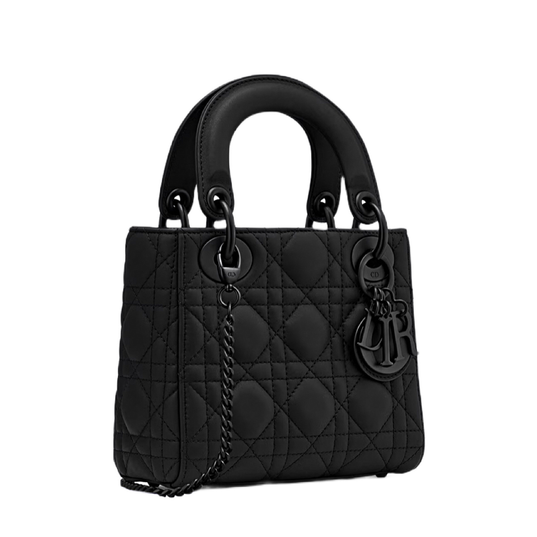 Ultra Matte Calfskin Cannage Mini Lady Bag Black