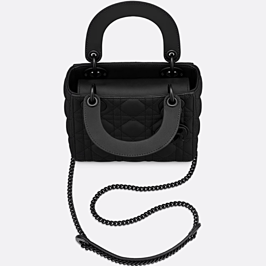 Ultra Matte Calfskin Cannage Mini Lady Bag Black