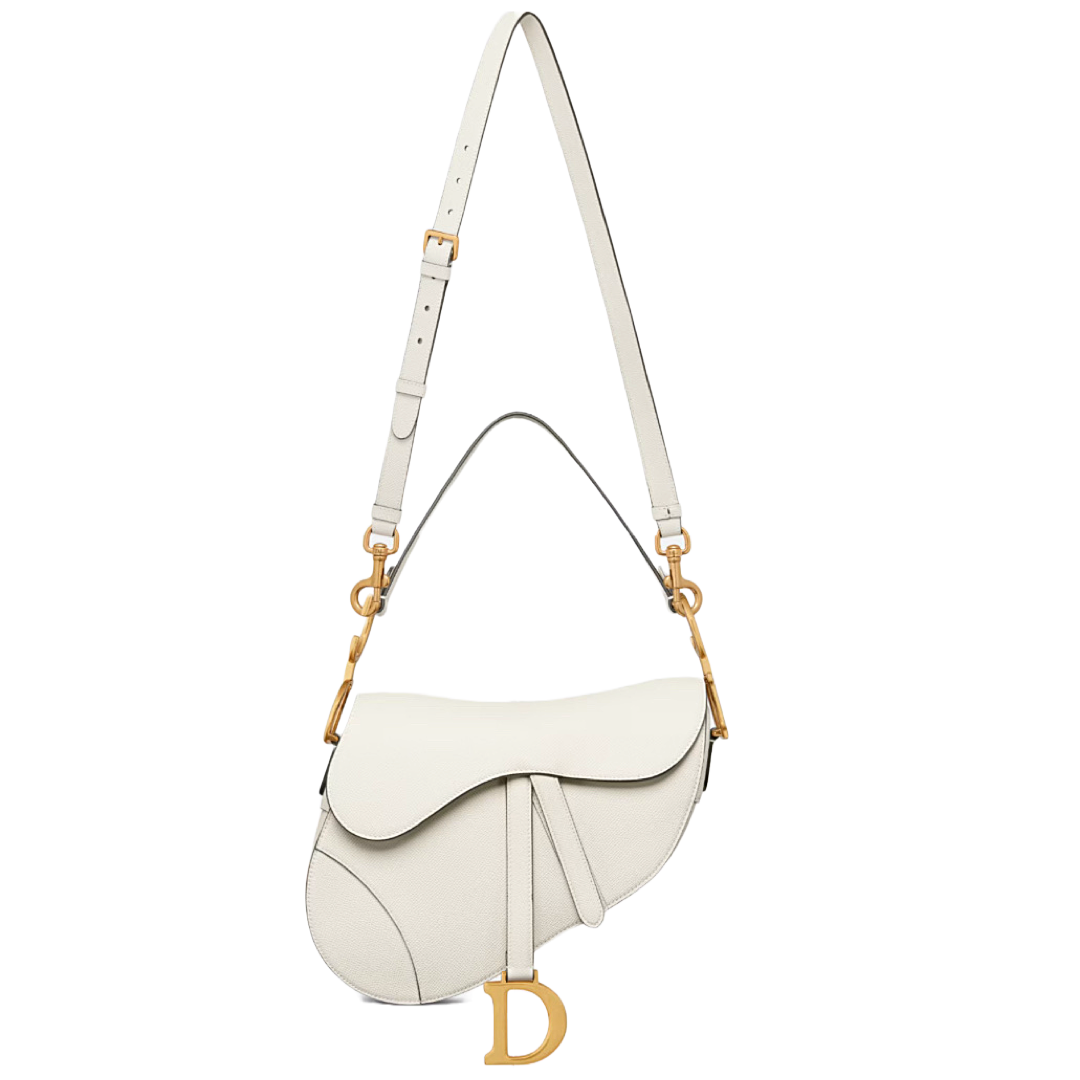 Saddle Bag Latte Grained Calfskin with Strap