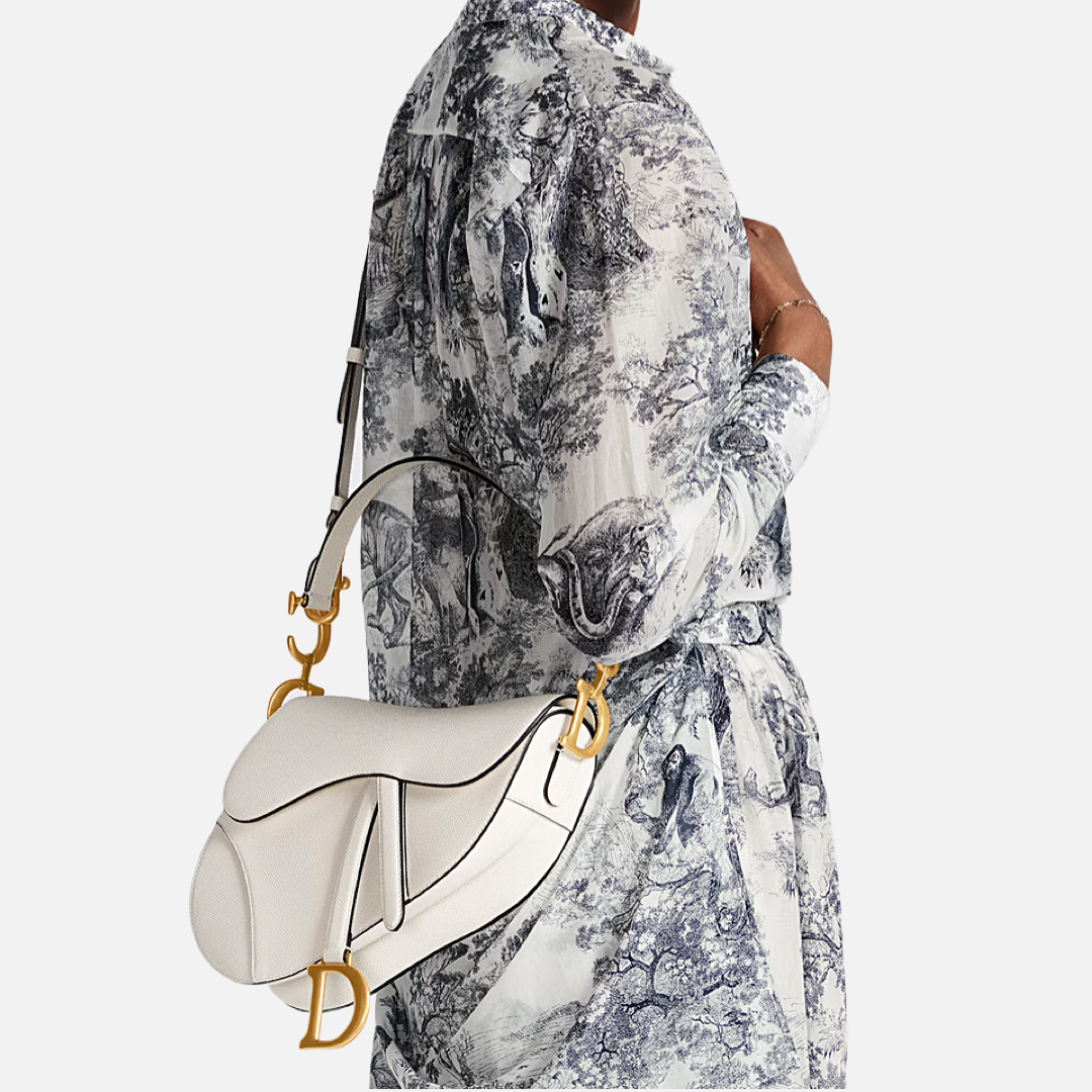 Saddle Bag Latte Grained Calfskin with Strap