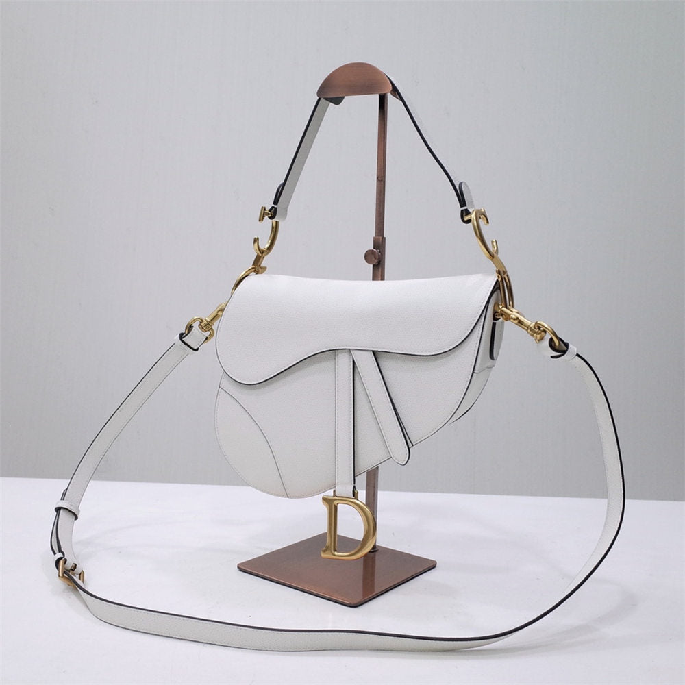 Saddle Bag Latte Grained Calfskin with Strap