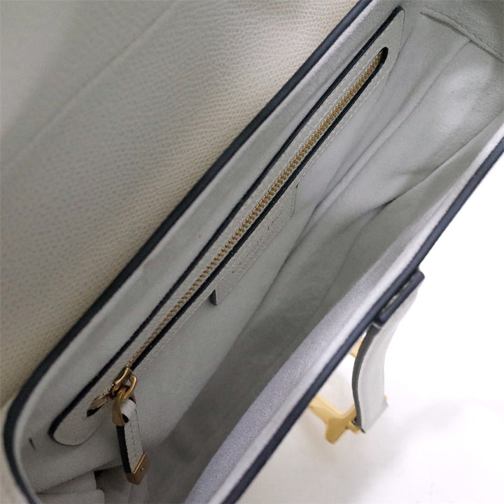 Saddle Bag Latte Grained Calfskin with Strap