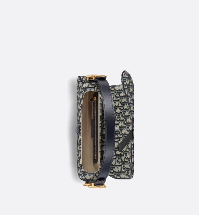 Saddle Bag with Strap Blue Oblique Jacquard