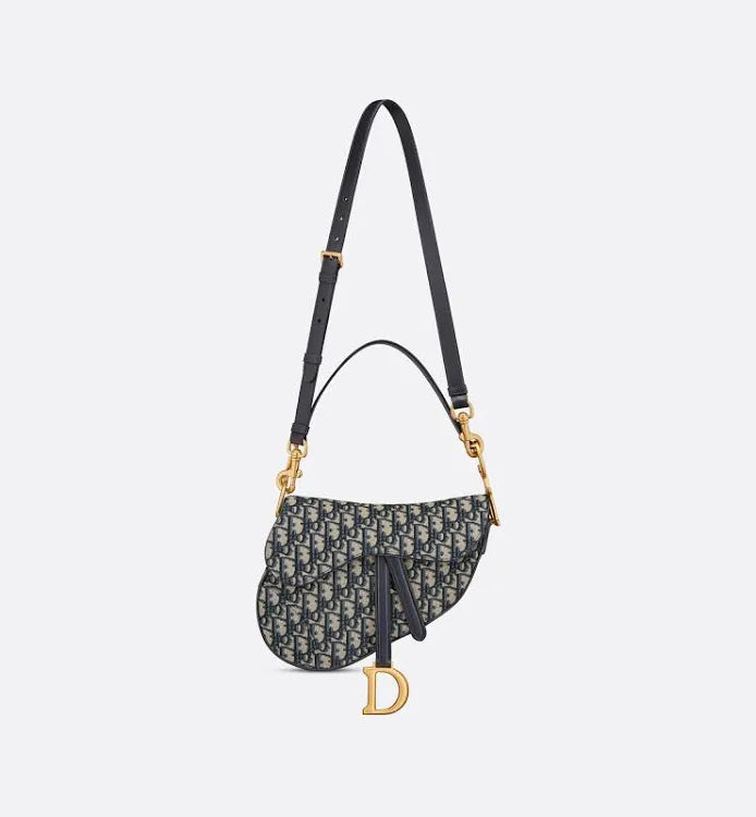 Saddle Bag with Strap Blue Oblique Jacquard