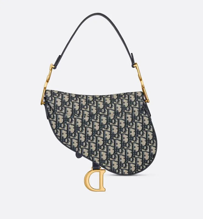 Saddle Bag with Strap Blue Oblique Jacquard