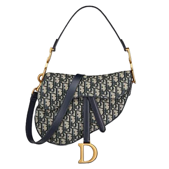Saddle Bag with Strap Blue Oblique Jacquard