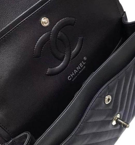 Classic Double Flap Bag Quilted Caviar Chevron Medium - RELAVISH