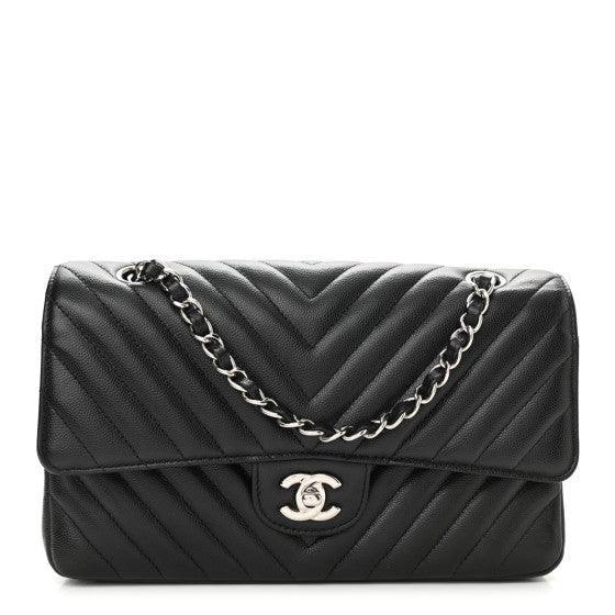 Classic Double Flap Bag Quilted Caviar Chevron Medium - RELAVISH