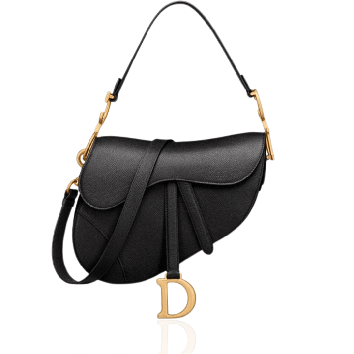 Christian Dior Grained Calfskin Saddle Bag Black -