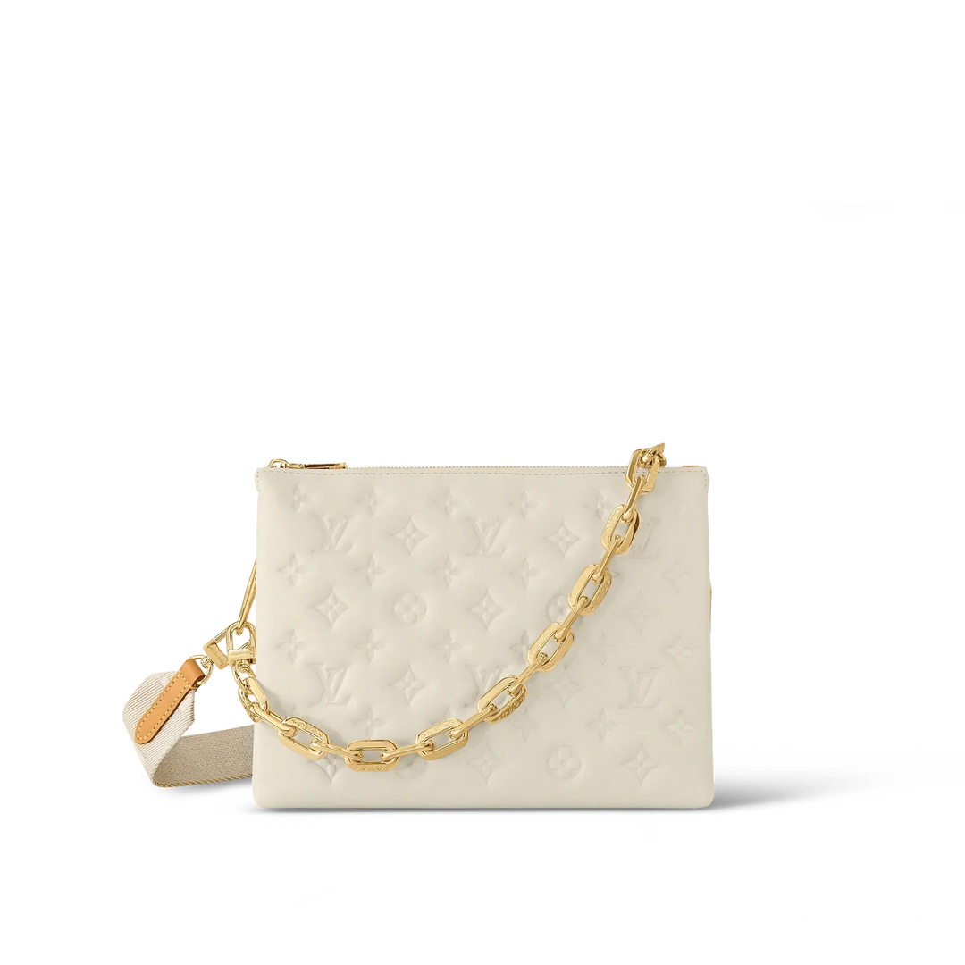 Louis Vuitton Lambskin Embossed Monogram Coussin PM Cream - My Luxe Bag