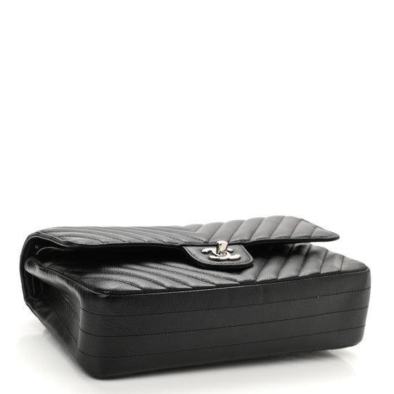 Classic Double Flap Bag Quilted Caviar Chevron Medium - RELAVISH