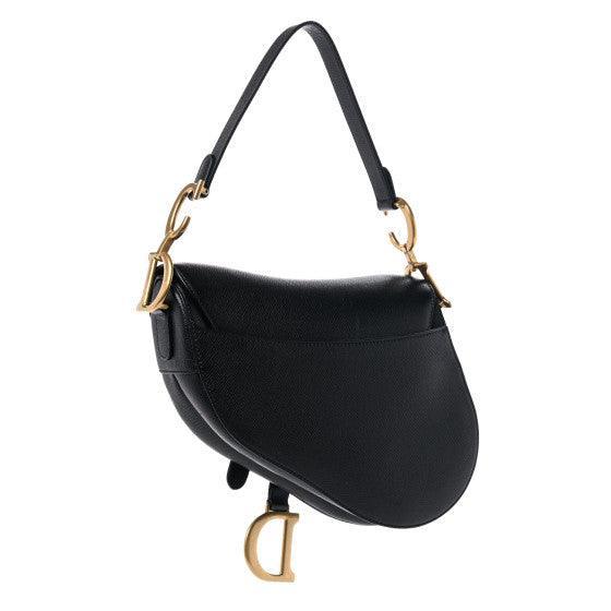 Christian Dior Grained Calfskin Saddle Bag Black -