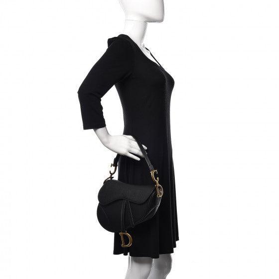Christian Dior Grained Calfskin Saddle Bag Black -