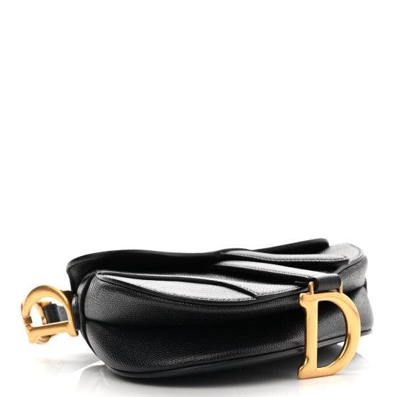 Christian Dior Grained Calfskin Saddle Bag Black - My Luxe Bag